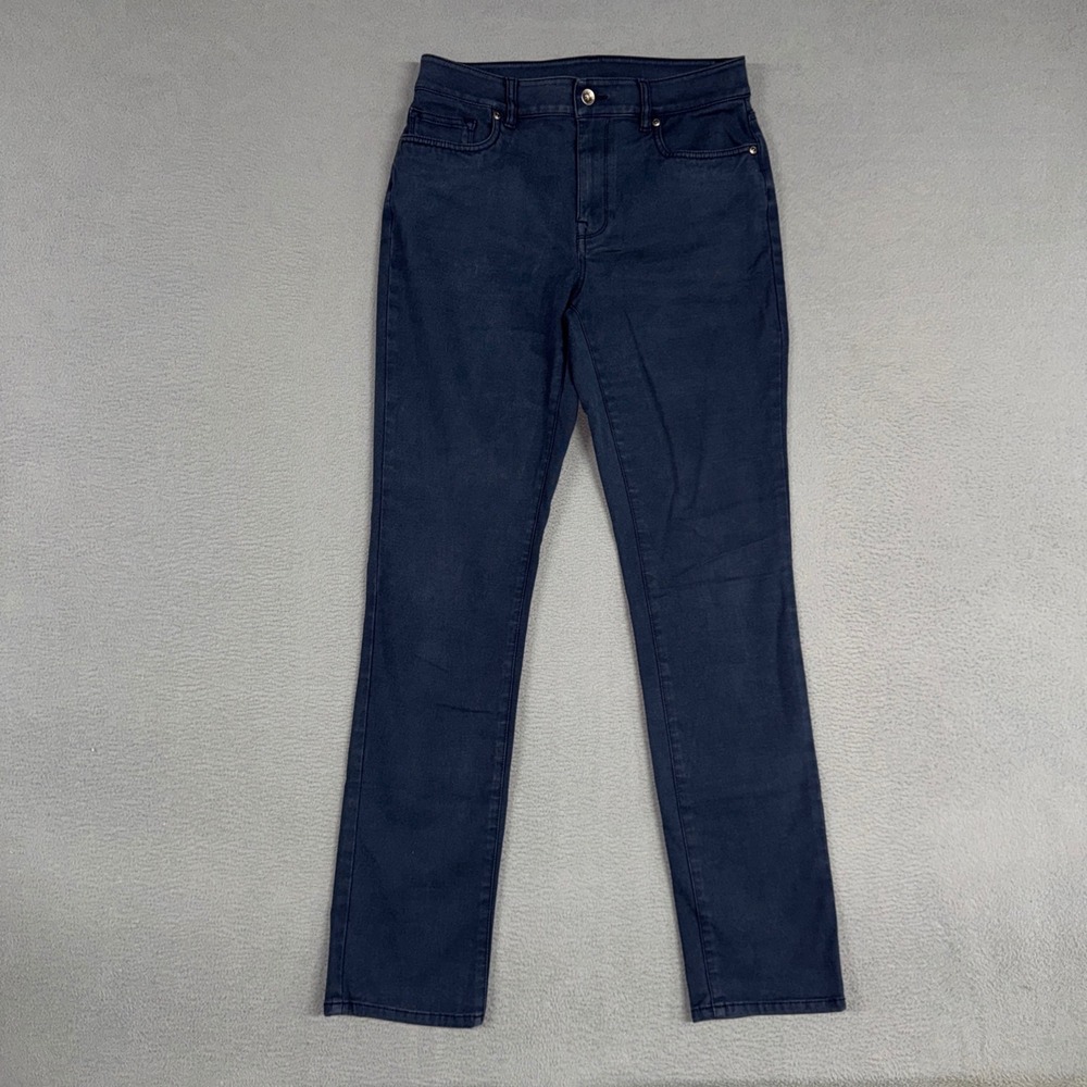 L.L.Bean Pants Womens 6 Navy Blue Classic Fit Straight Leg Stretch Chino Preppy